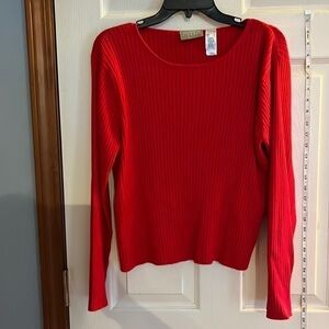 Liz Claiborne-size L- Red crew neck  ribbed sweater.cotton blend